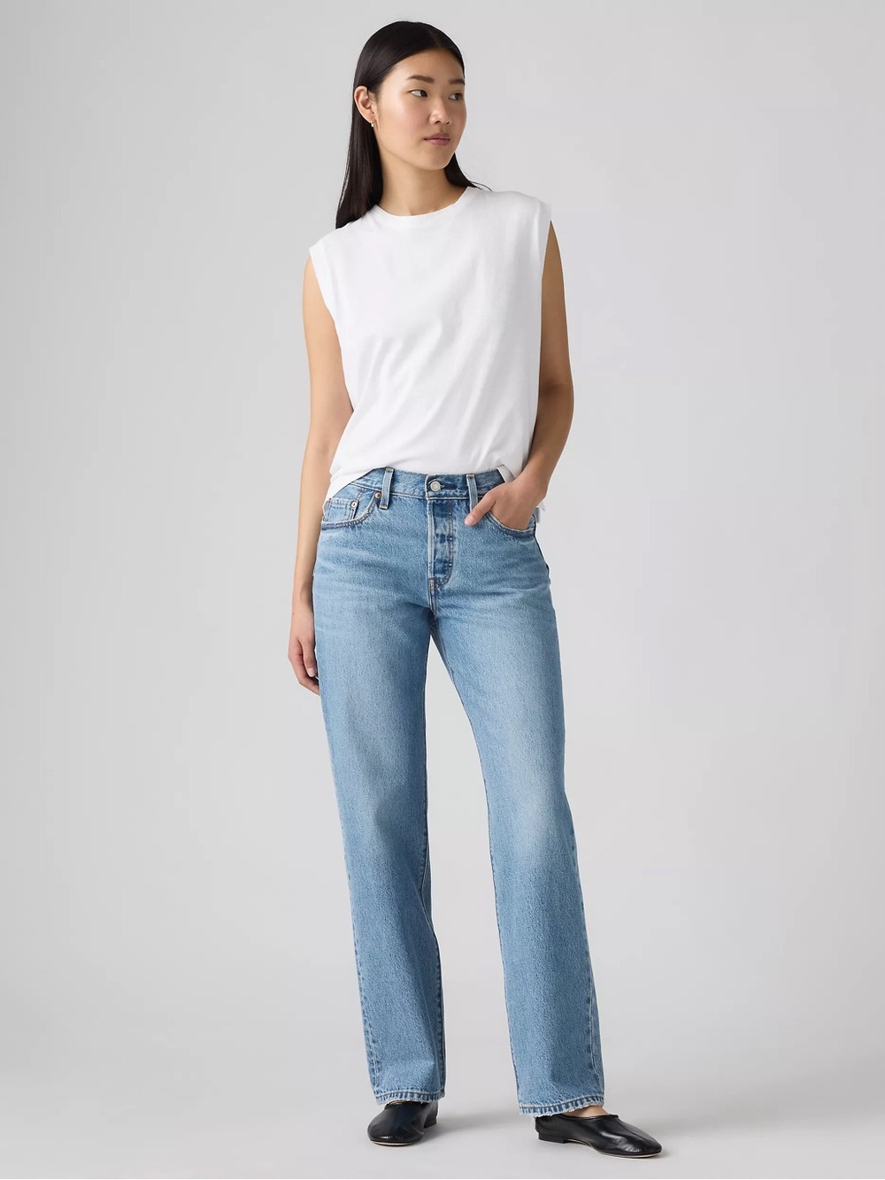 Levi's Light Blue Straight Leg High Rise Jeans